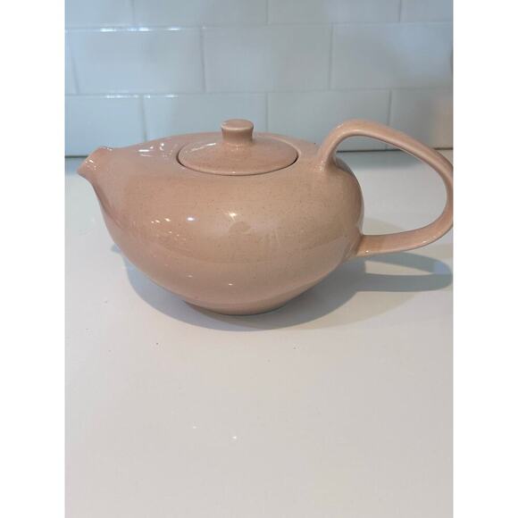 Vintage Russel Wright Pink Oneida Speckled Midcentury Pottery Teapot - Picture 2 of 8